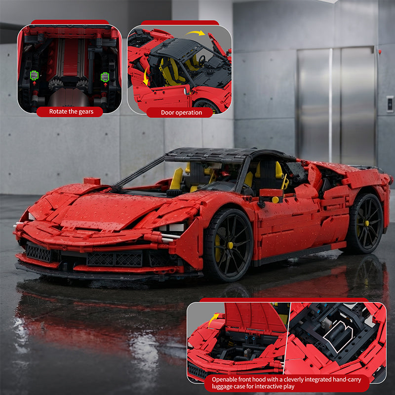 JIESTAR 66303 MOC SF90-Inspired Sports Car Model Kit  | 3797 Pieces Ultimate Sports Car Building Blocks Bricks