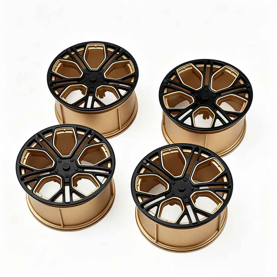 35187 1:8 Scale Building Block Wheel Rims, Size 6.5cm x 4.4cm, 4 Colors Available Black-Gold, Silver, Blue-White, Black, Compatible with Technic 42115 42083 MOC Car Model, Building Brick Modification Upgrade Parts