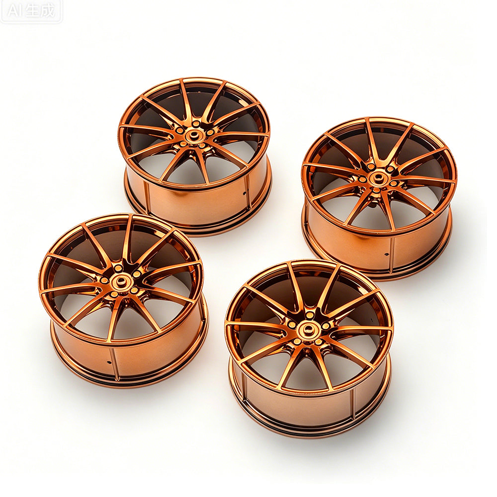 P1 1:8 Scale Building Block Wheel Rims, Size 7.5cm x 4cm, 7 Colors Available Gunmetal, Silver, Black, Red, Orange, Gold, Electroplated Gold, Compatible with Technic 42172 42143 42232 MOC Car Model, Building Brick Modification Upgrade Parts