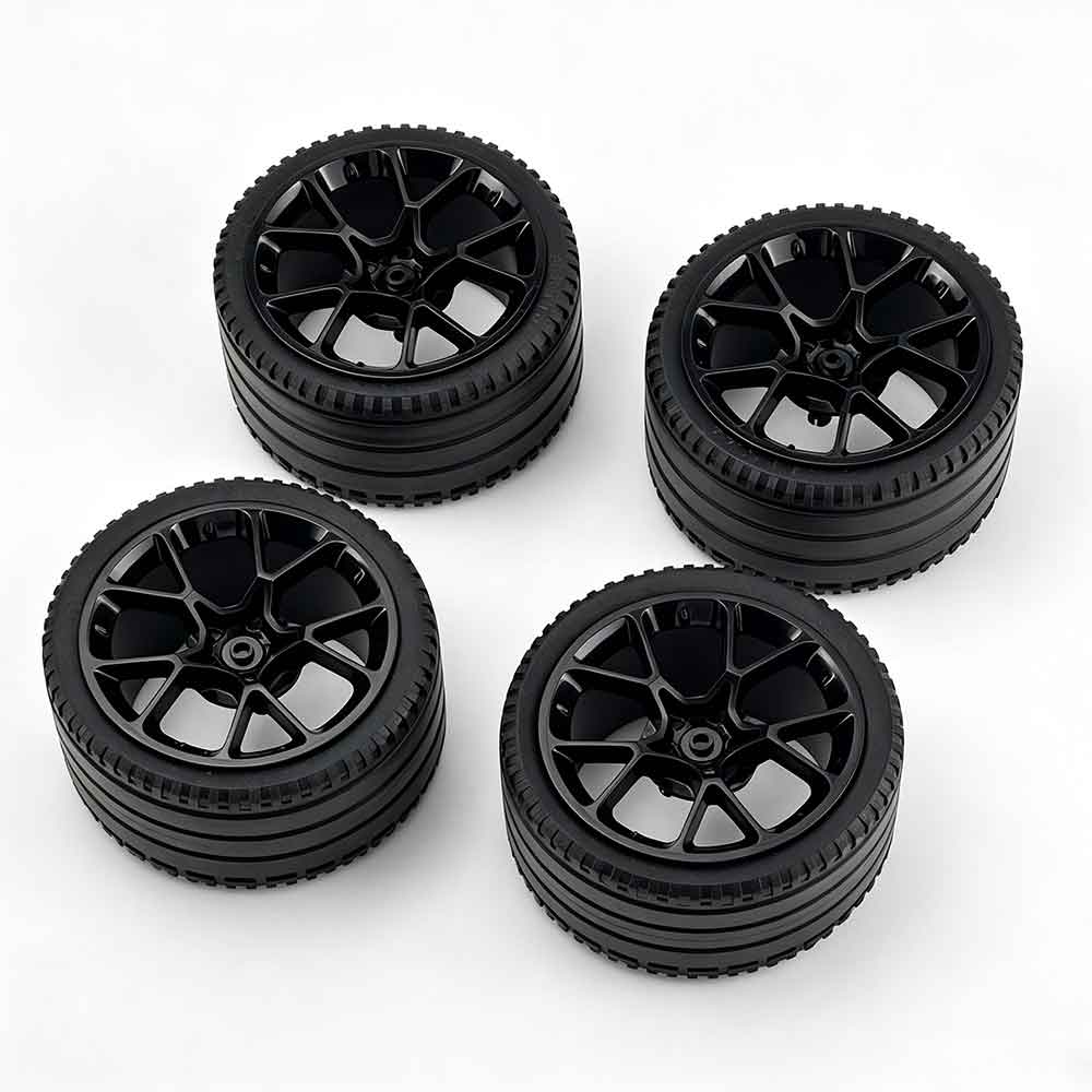 35187 1:8 Scale Building Block Wheel Rims, Size 6.5cm x 4.4cm, 4 Colors Available Black-Gold, Silver, Blue-White, Black, Compatible with Technic 42115 42083 MOC Car Model, Building Brick Modification Upgrade Parts