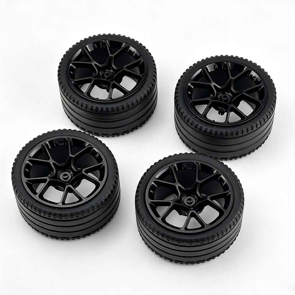 35187 1:8 Scale Building Block Wheel Rims, Size 6.5cm x 4.4cm, 4 Colors Available Black-Gold, Silver, Blue-White, Black, Compatible with Technic 42115 42083 MOC Car Model, Building Brick Modification Upgrade Parts