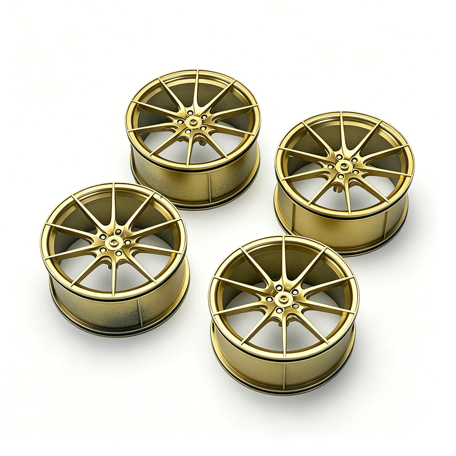 P1 1:8 Scale Building Block Wheel Rims, Size 7.5cm x 4cm, 7 Colors Available Gunmetal, Silver, Black, Red, Orange, Gold, Electroplated Gold, Compatible with Technic 42172 42143 42232 MOC Car Model, Building Brick Modification Upgrade Parts