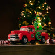 PB8849 Christmas Red Pickup Truck Building Blocks Set, 500 PCS MOC Vintage Truck Model with Christmas Tree & Display Container, Static Collectible Building Bricks, Christmas Holiday Gift for Adults & Teens