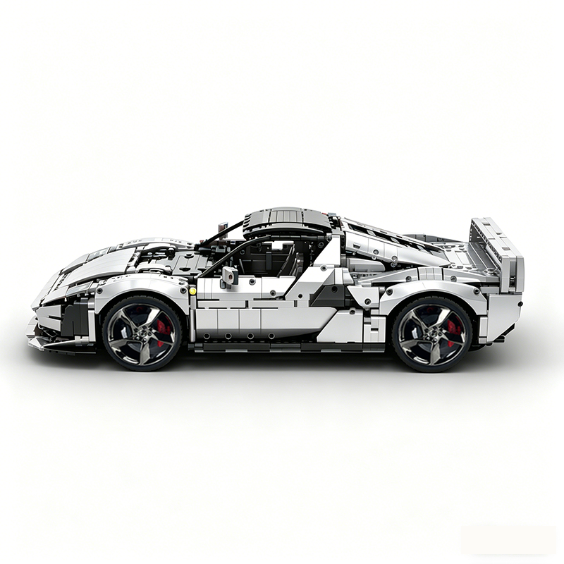 MOC-261024 1:8 Sports Car Ferrarl SC40 Building Block Set 2898pcs Collectible Model Kit with Custom Wheels