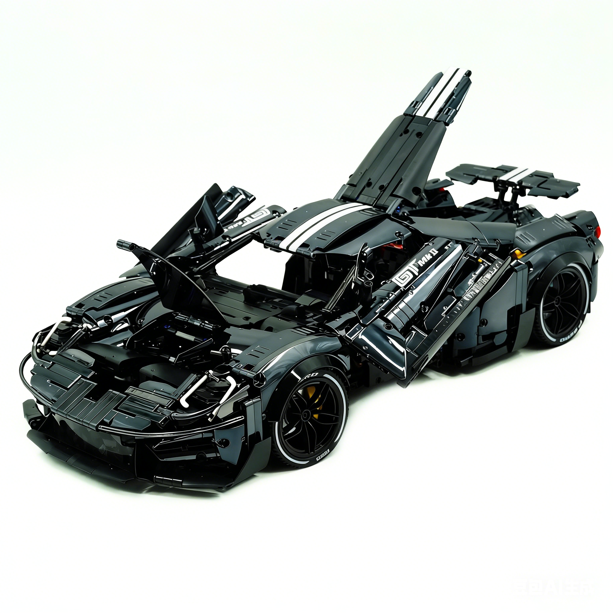 TGL-T5042 1:8 Sports Car Ford GT Custom Electroplated Black Building Block Set 3056pcs Adult Collector Collectible Model Kit