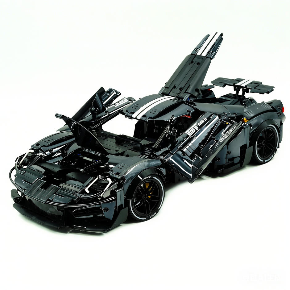TGL-T5042 1:8 Sports Car Ford GT Custom Electroplated Black Building Block Set 3056pcs Adult Collector Collectible Model Kit