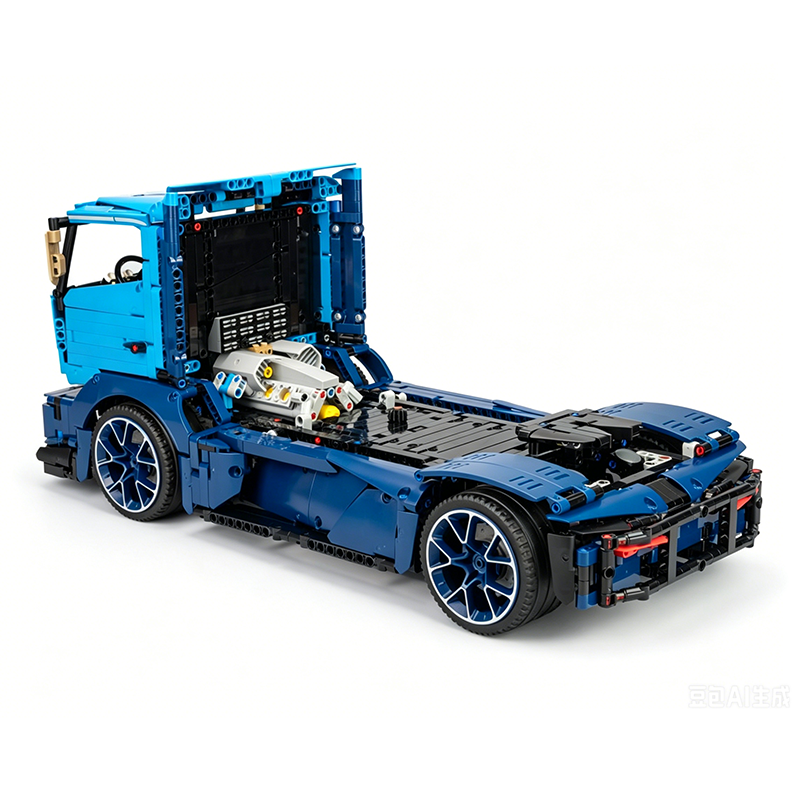 MOC-88792 1:11 Sports Car Race Truck Building Block Set 2064pcs Collectible Model Kit with Custom Wheels