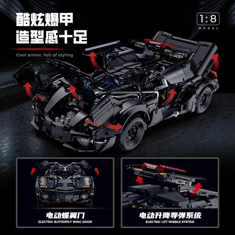 GULY 10618 Technic Armored Hypercar Building Blocks Set, 1:8 Scale Sports Car Model Kit, 4290 PCS Collectible Race Car Bricks Toy for Adults & Teens, No Motor, Paper Instruction Only