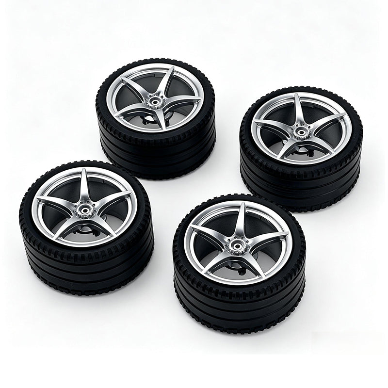 MOC Building Block 6# Wheel Rims 6.5cm Outer Diameter 4.4cm Width, 1:8 Scale Technic Car Replacement Parts Compatible with 42115 42083, 6 Colors, Rims Only or Rims + Tires Combo