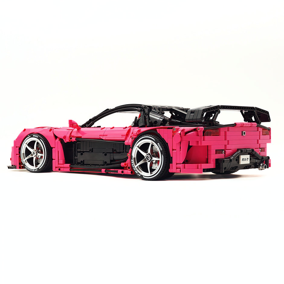 CADA-C61502 1:8 Sports Car Mazda RX-7 Custom pink Building Block Set 3304pcs Adult Collector Collectible Model Kit