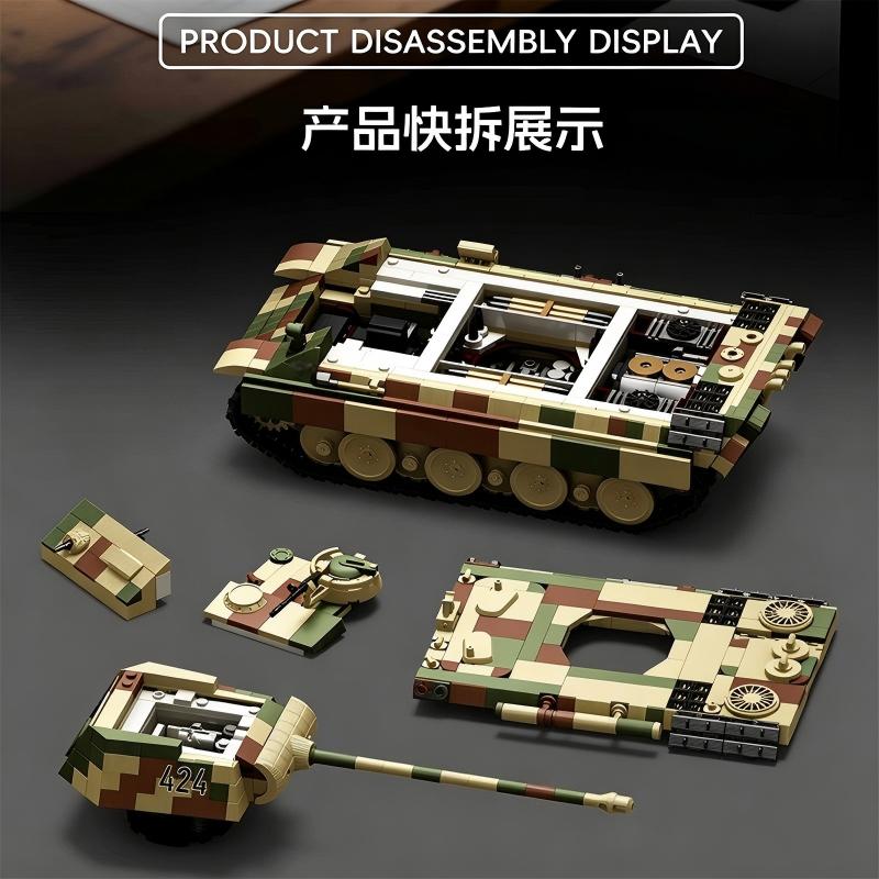 TK8002 1:8 Panther Tank Building Blocks, 1675 PCS WW2 Military Tank Model Kit, Adult Collectible Bricks Gift