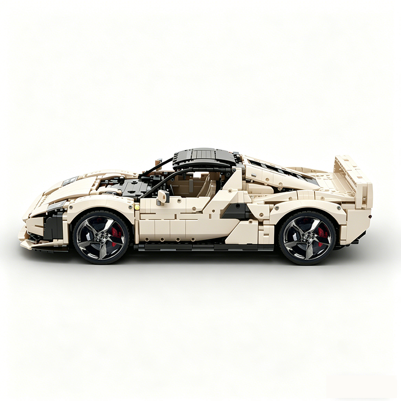 MOC-261024 1:8 Sports Car Ferrarl SC40 Building Block Set 2898pcs Collectible Model Kit with Custom Wheels