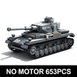TK9001 1:8 Panzer IV Tank Building Blocks, 653 PCS WW2 German Dark Gray Medium Tank Static Model, Adult Collectible Building Brick Gift