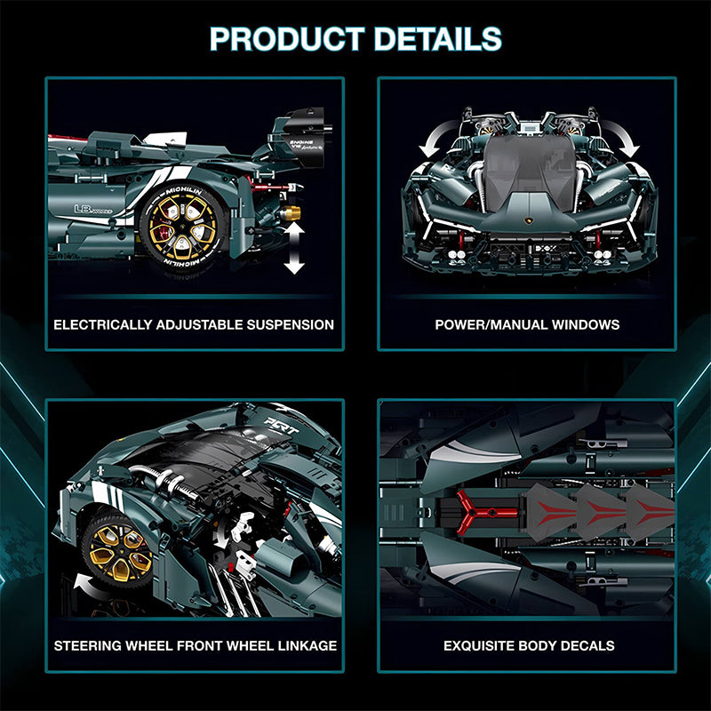 Dark Green Concept Supercar Model Building Blocks 3465pcs