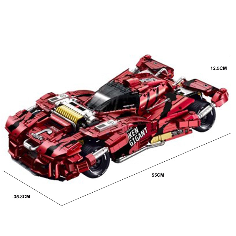 GULY 10619 Technic Retro Racing Car Building Blocks Set, 1:8 Scale Giant Retro 4‑Wheel Drive Race Car Model Kit, 4158 PCS Collectible Sports Car Bricks Toy for Adults & Teens,  Paper Instruction Only