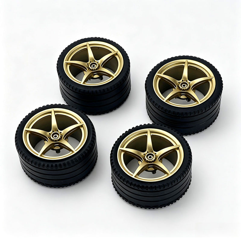 MOC Building Block 6# Wheel Rims 6.5cm Outer Diameter 4.4cm Width, 1:8 Scale Technic Car Replacement Parts Compatible with 42115 42083, 6 Colors, Rims Only or Rims + Tires Combo