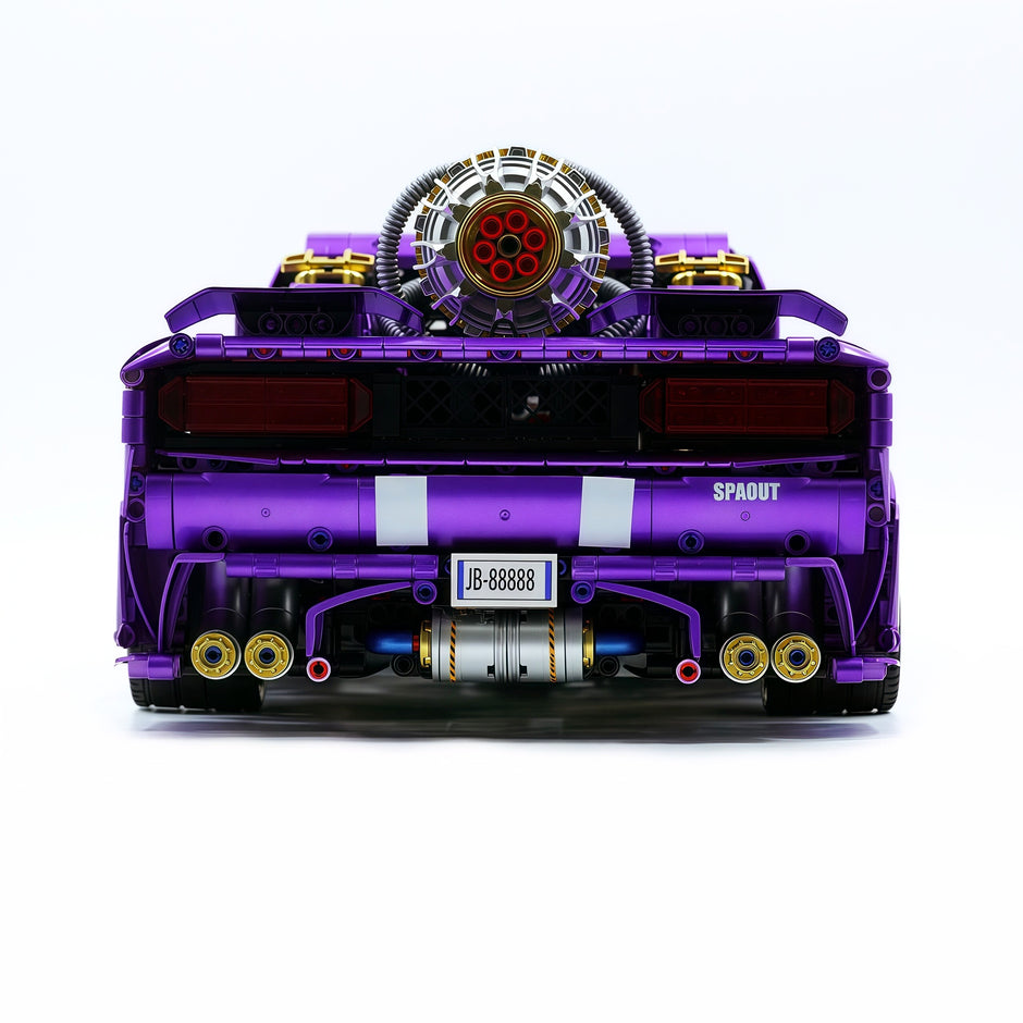 GULY-10637 1:8 Sports Car Dodge Challenger Custom Purple Building Block Set 3751pcs Adult Collector Collectible Model Kit