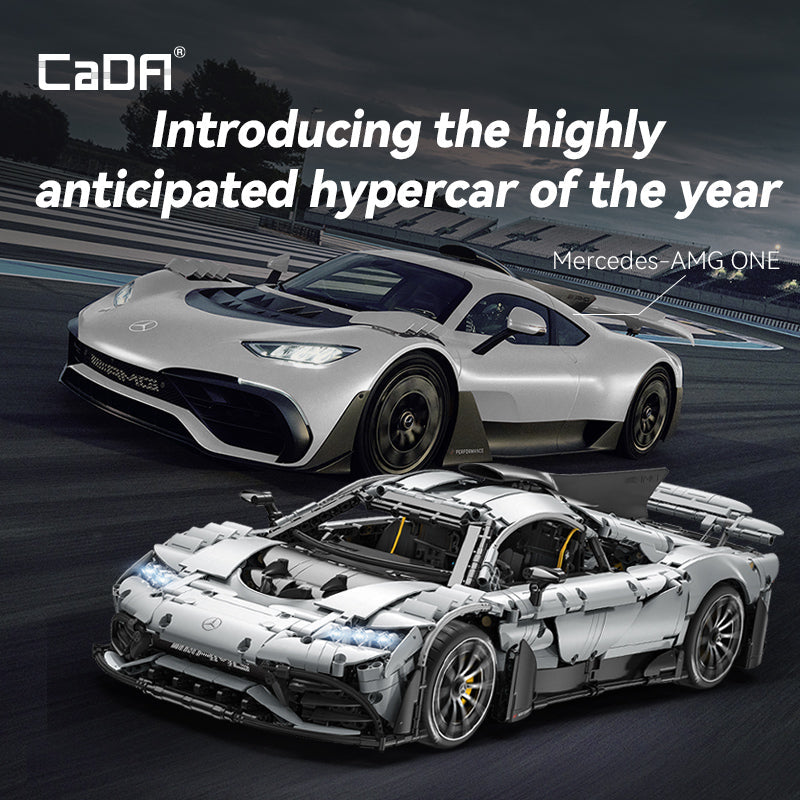 CaDA C61503W Mercedes-AMG ONE Builidng Block Set, 1:8 Mercedes AMG Speed Champion Brick Model with Ejection Start Gameplay, Super Car Collection Toy Sets for Adults