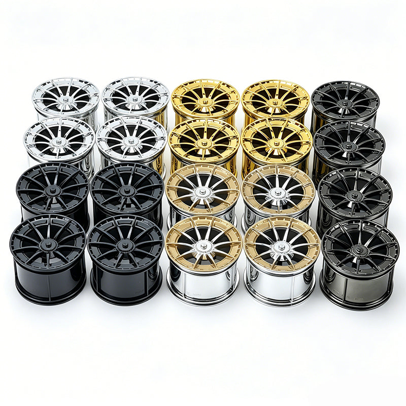 Benz Style 1:8 Building Block Wheel Rims 6.6×4.2cm, Compatible with Technic 42115 42083, 5 Electroplated Color Options, MOC Supercar Model Mod Accessories