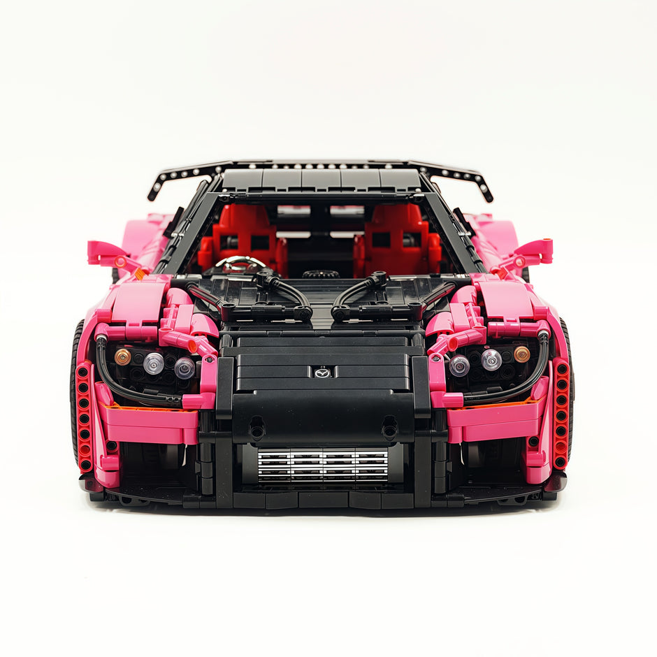 CADA-C61502 1:8 Sports Car Mazda RX-7 Custom pink Building Block Set 3304pcs Adult Collector Collectible Model Kit