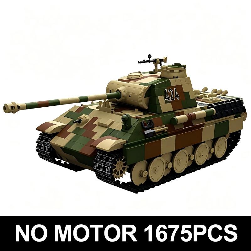 TK8002 1:8 Panther Tank Building Blocks, 1675 PCS WW2 Military Tank Model Kit, Adult Collectible Bricks Gift