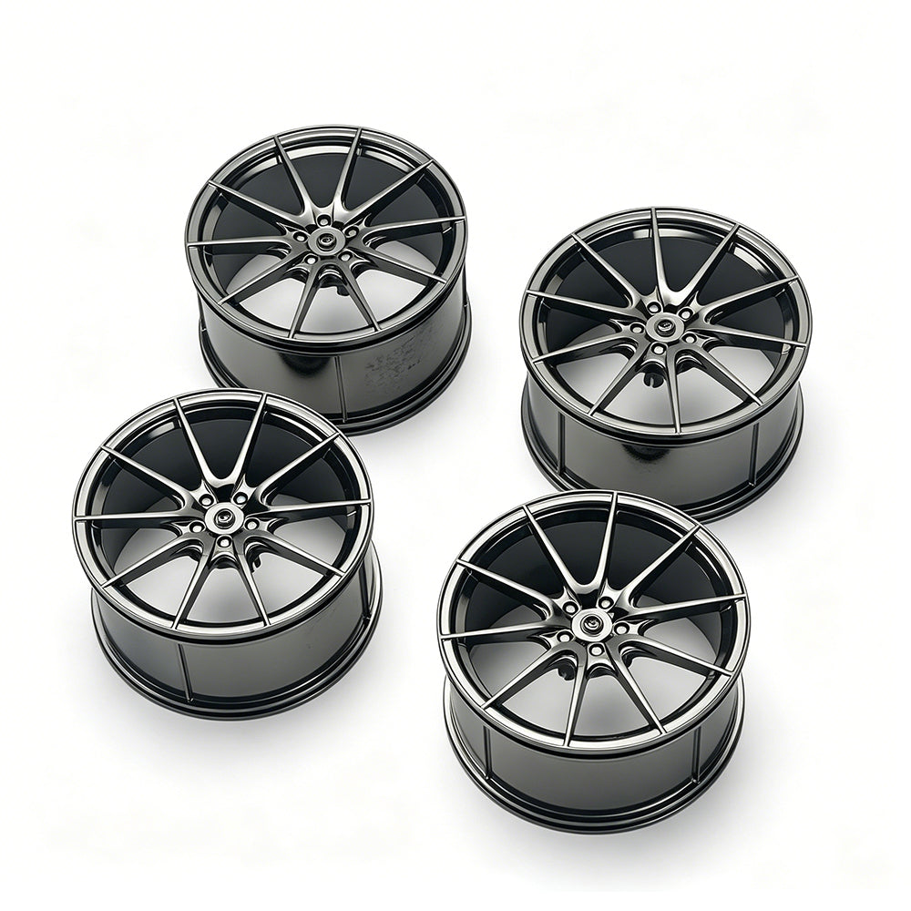 P1 1:8 Scale Building Block Wheel Rims, Size 7.5cm x 4cm, 7 Colors Available Gunmetal, Silver, Black, Red, Orange, Gold, Electroplated Gold, Compatible with Technic 42172 42143 42232 MOC Car Model, Building Brick Modification Upgrade Parts