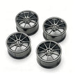 P1 1:8 Scale Building Block Wheel Rims, Size 7.5cm x 4cm, 7 Colors Available Gunmetal, Silver, Black, Red, Orange, Gold, Electroplated Gold, Compatible with Technic 42172 42143 42232 MOC Car Model, Building Brick Modification Upgrade Parts
