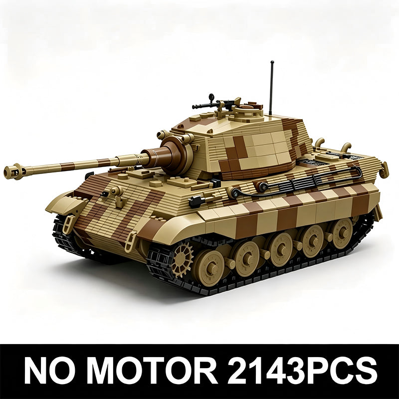 TK8004 1:8 King Tiger Tank Building Blocks, 2143 PCS WW2 Camouflage Heavy Tank Static Model, Adult Collectible Building Brick Gift