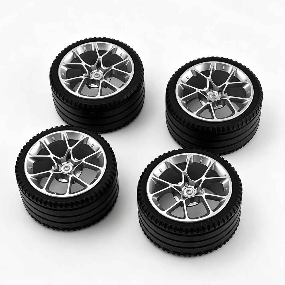 35187 1:8 Scale Building Block Wheel Rims, Size 6.5cm x 4.4cm, 4 Colors Available Black-Gold, Silver, Blue-White, Black, Compatible with Technic 42115 42083 MOC Car Model, Building Brick Modification Upgrade Parts