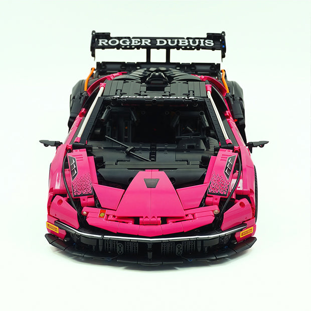 TGL-SCV12 1:8 Sports Car Lamborghini Custom Pink Building Block Set 4100pcs Adult Collector Collectible Model Kit