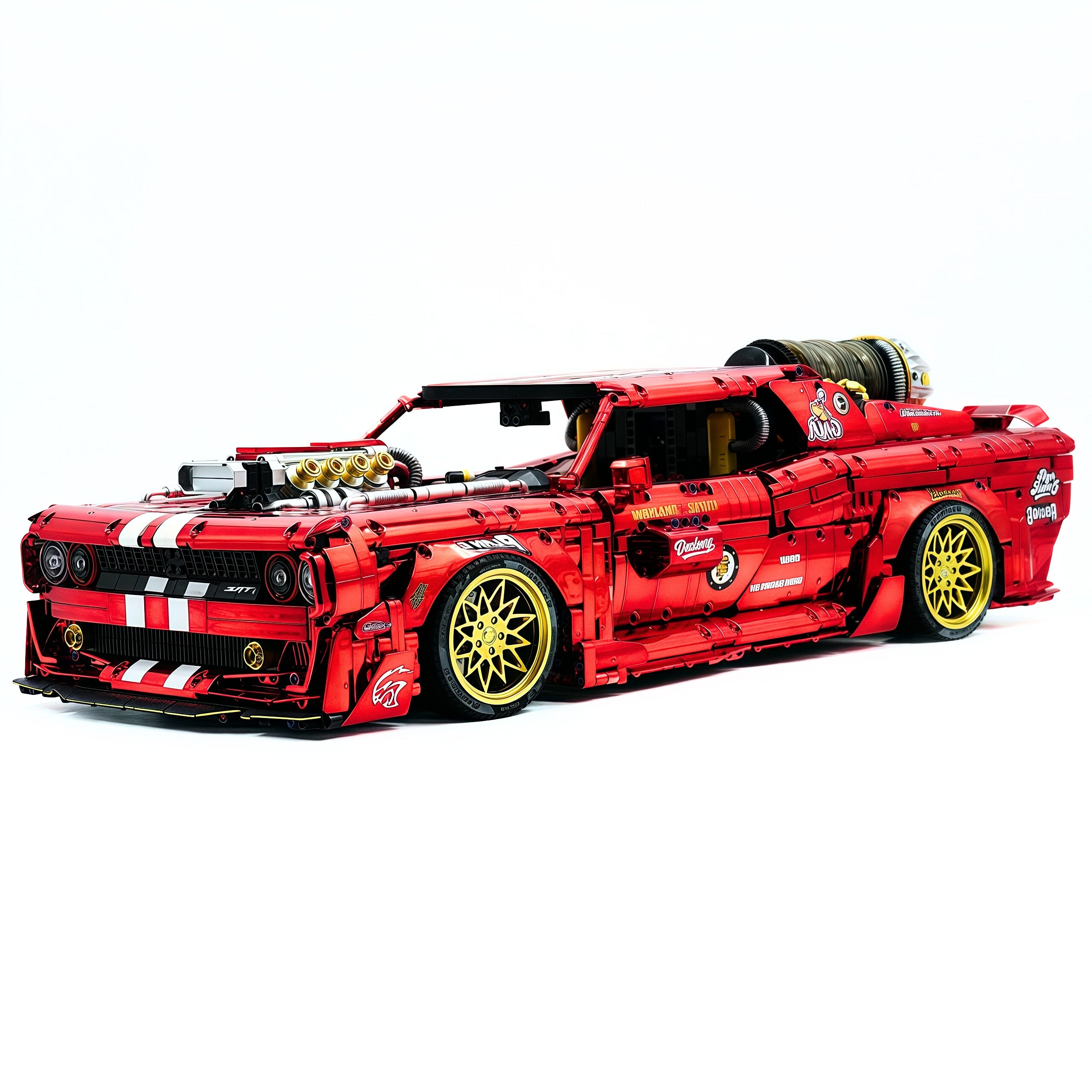GULY-10637 1:8 Sports Car Dodge Challenger Custom Red Building Block Set 3751pcs Adult Collector Collectible Model Kit