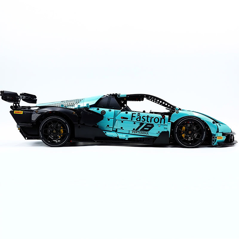 TGL-SCV12 1:8 Sports Car Lamborghini Custom Bule Building Block Set 4100pcs Adult Collector Collectible Model Kit