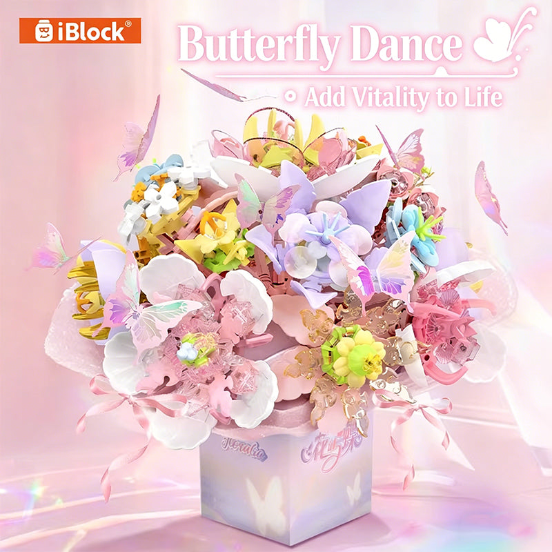 Flower Island Butterfly Bouquet Building Blocks Collectible Display-worthy
