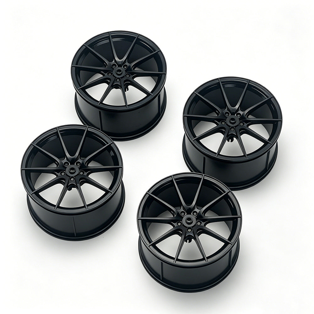 P1 1:8 Scale Building Block Wheel Rims, Size 7.5cm x 4cm, 7 Colors Available Gunmetal, Silver, Black, Red, Orange, Gold, Electroplated Gold, Compatible with Technic 42172 42143 42232 MOC Car Model, Building Brick Modification Upgrade Parts