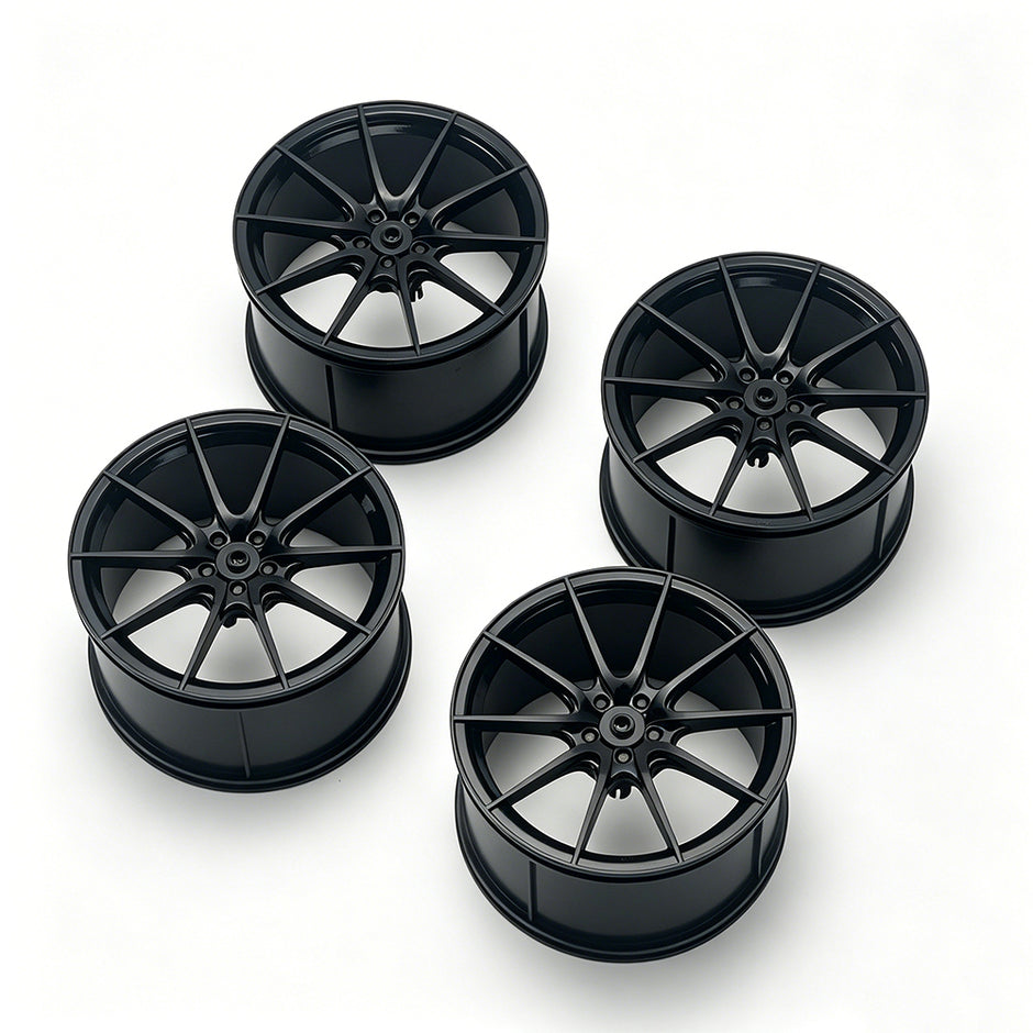 P1 1:8 Scale Building Block Wheel Rims, Size 7.5cm x 4cm, 7 Colors Available Gunmetal, Silver, Black, Red, Orange, Gold, Electroplated Gold, Compatible with Technic 42172 42143 42232 MOC Car Model, Building Brick Modification Upgrade Parts