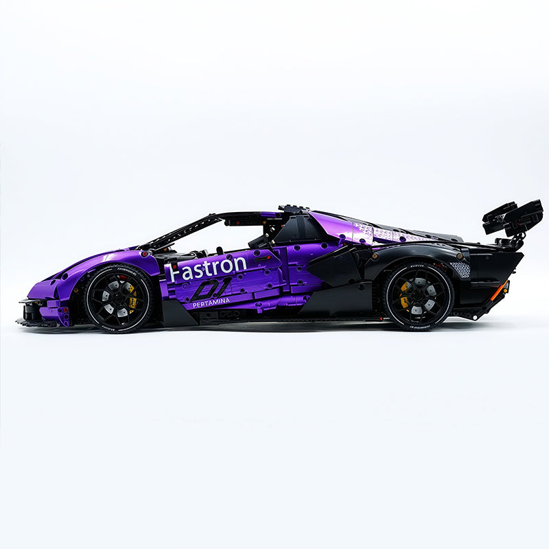 TGL-SCV12 1:8 Sports Car Lamborghini Custom Purple Building Block Set 4100pcs Adult Collector Collectible Model Kit