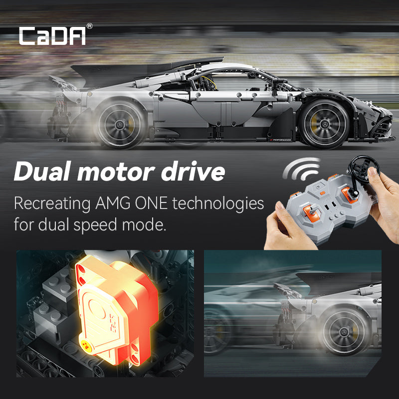 CaDA C61503W Mercedes-AMG ONE Builidng Block Set, 1:8 Mercedes AMG Speed Champion Brick Model with Ejection Start Gameplay, Super Car Collection Toy Sets for Adults