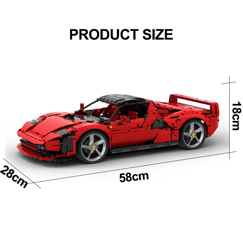 MOC-261024 1:8 Sports Car Ferrarl SC40 Building Block Set 2898pcs Collectible Model Kit with Custom Wheels