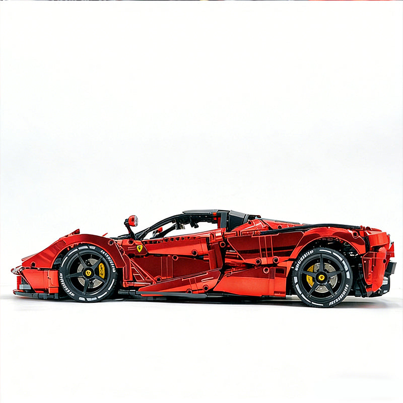 CADA-C61505 1:8 Sports Car LaFerrari Electroplating Red Building Block Set 4739pcs Adult Collector Collectible Model Kit