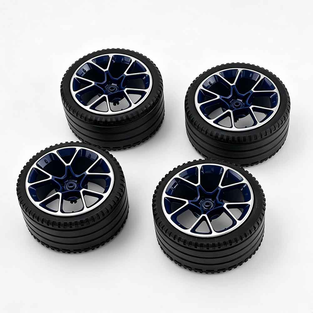 35187 1:8 Scale Building Block Wheel Rims, Size 6.5cm x 4.4cm, 4 Colors Available Black-Gold, Silver, Blue-White, Black, Compatible with Technic 42115 42083 MOC Car Model, Building Brick Modification Upgrade Parts