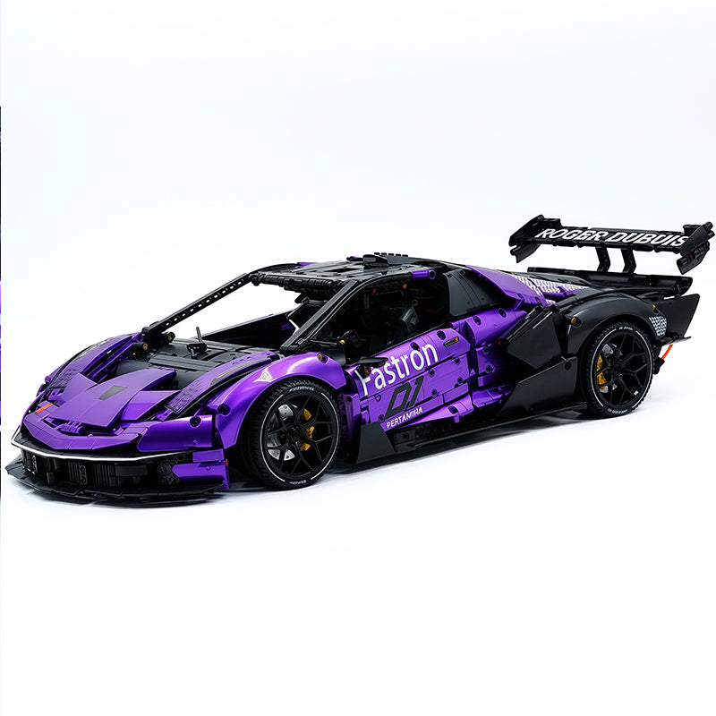 TGL-SCV12 1:8 Sports Car Lamborghini Custom Purple Building Block Set 4100pcs Adult Collector Collectible Model Kit