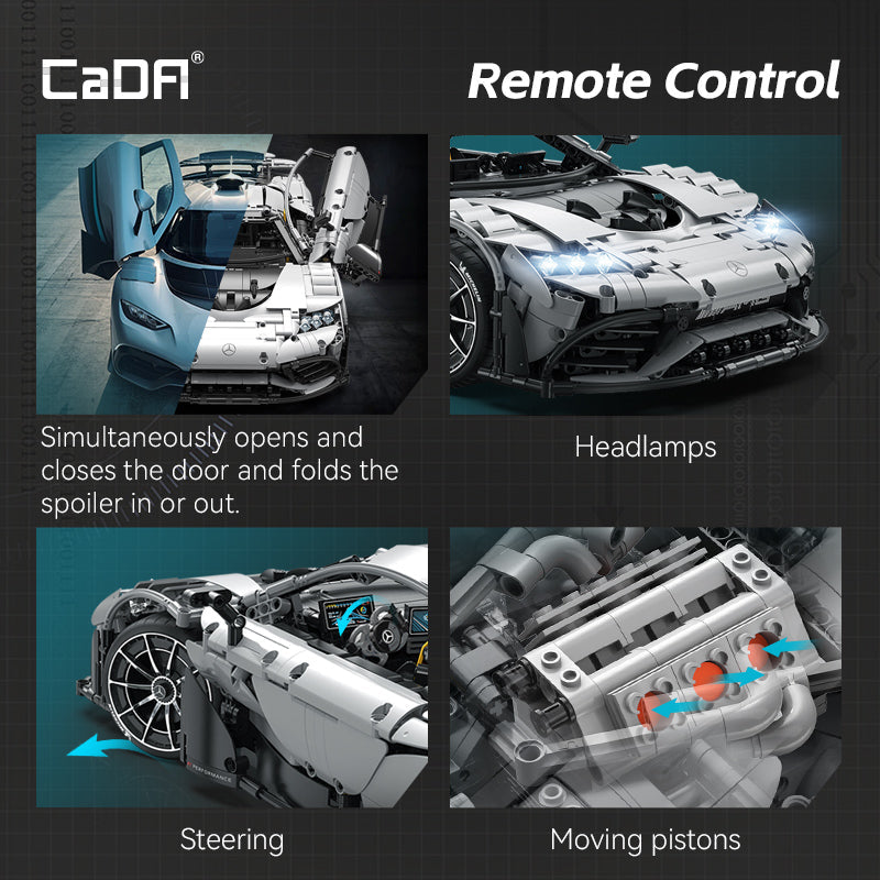 CaDA C61503W Mercedes-AMG ONE Builidng Block Set, 1:8 Mercedes AMG Speed Champion Brick Model with Ejection Start Gameplay, Super Car Collection Toy Sets for Adults