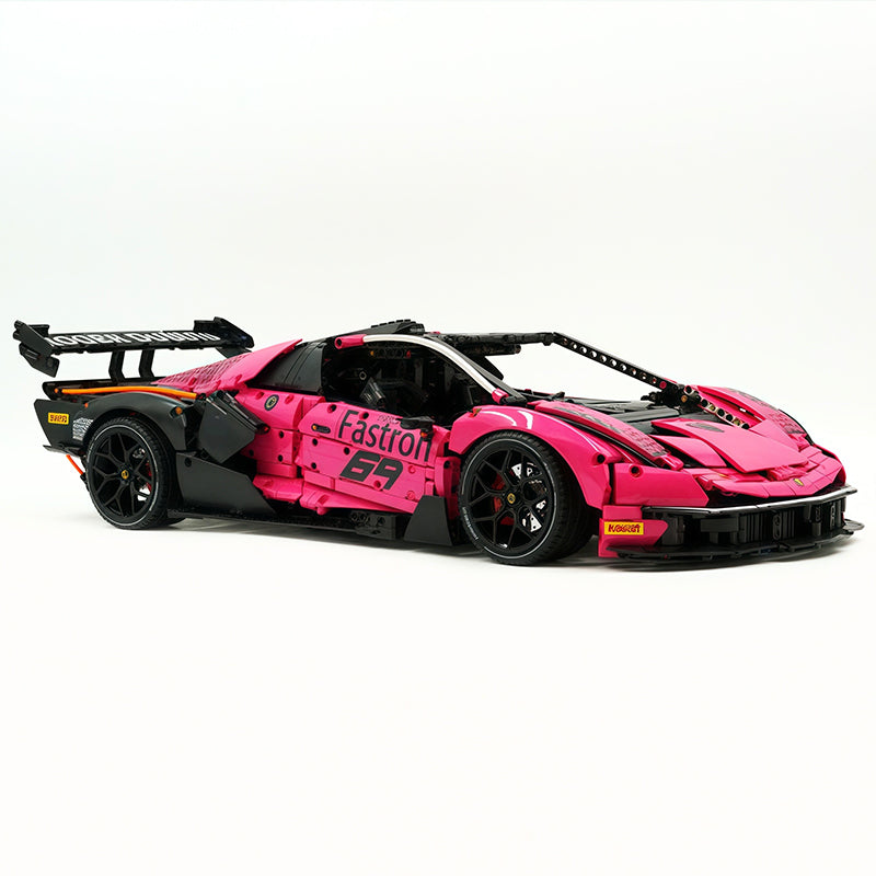 TGL-SCV12 1:8 Sports Car Lamborghini Custom Pink Building Block Set 4100pcs Adult Collector Collectible Model Kit