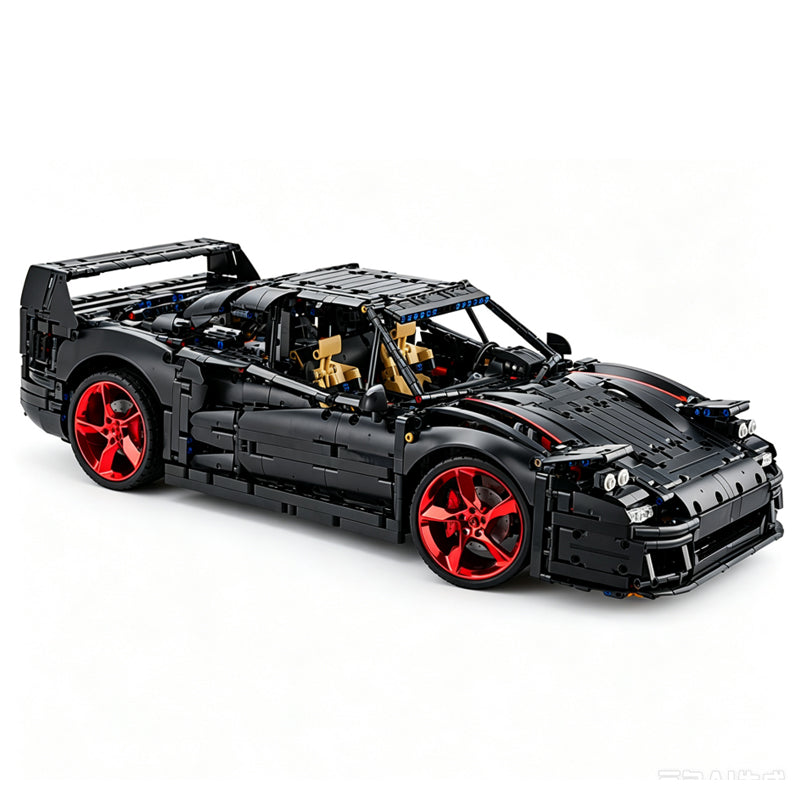 MOC-273570 Black Ferrarl F40 1:8 Scale Building Block Car | 3223 Pieces Ultimate Sports Car Model Kit