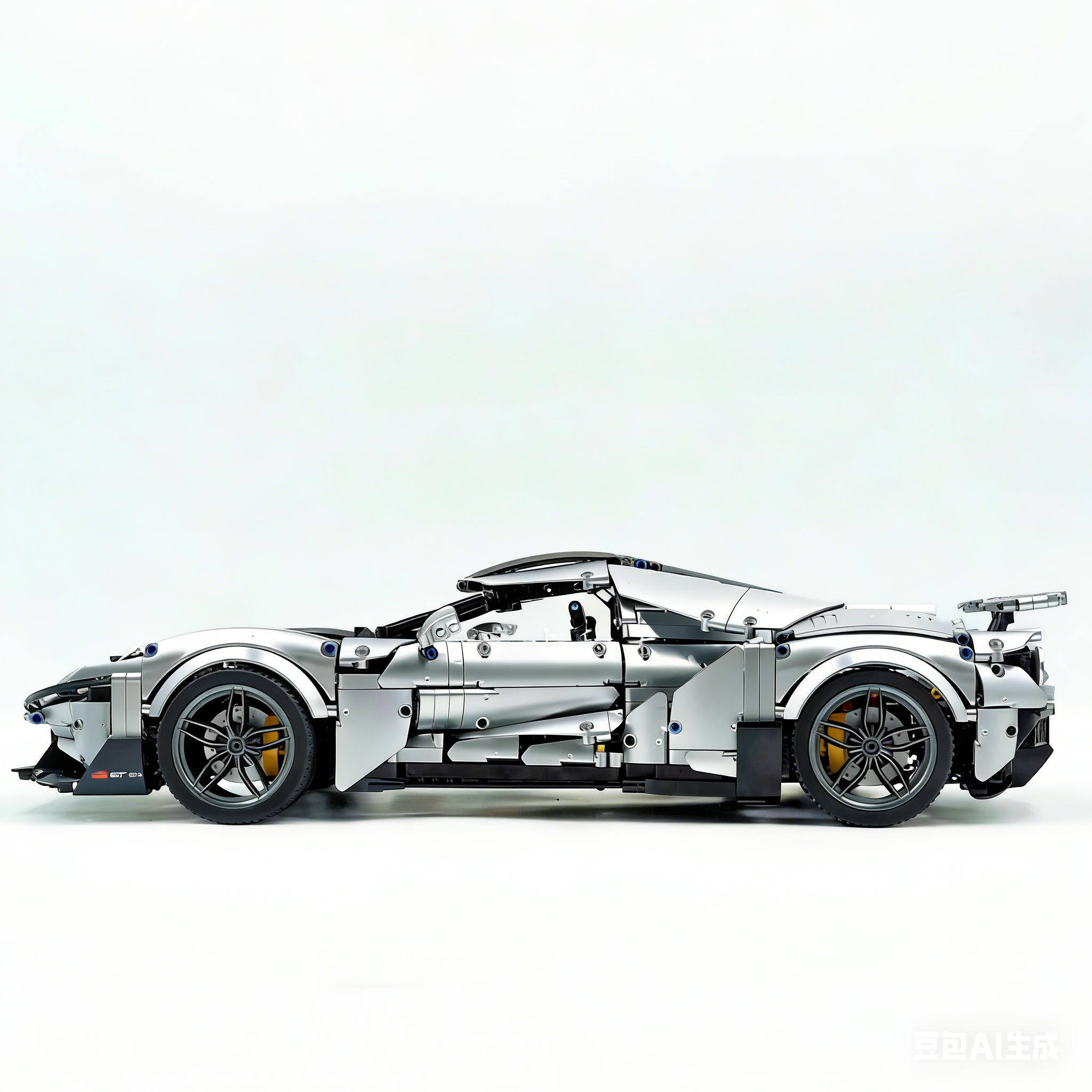 TGL-T5042 1:8 Sports Car Ford GT Custom Electroplated Silver Building Block Set 3056pcs Adult Collector Collectible Model Kit