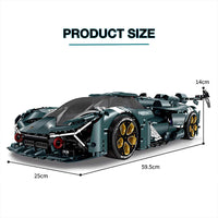 Dark Green Concept Supercar Model Building Blocks 3465pcs
