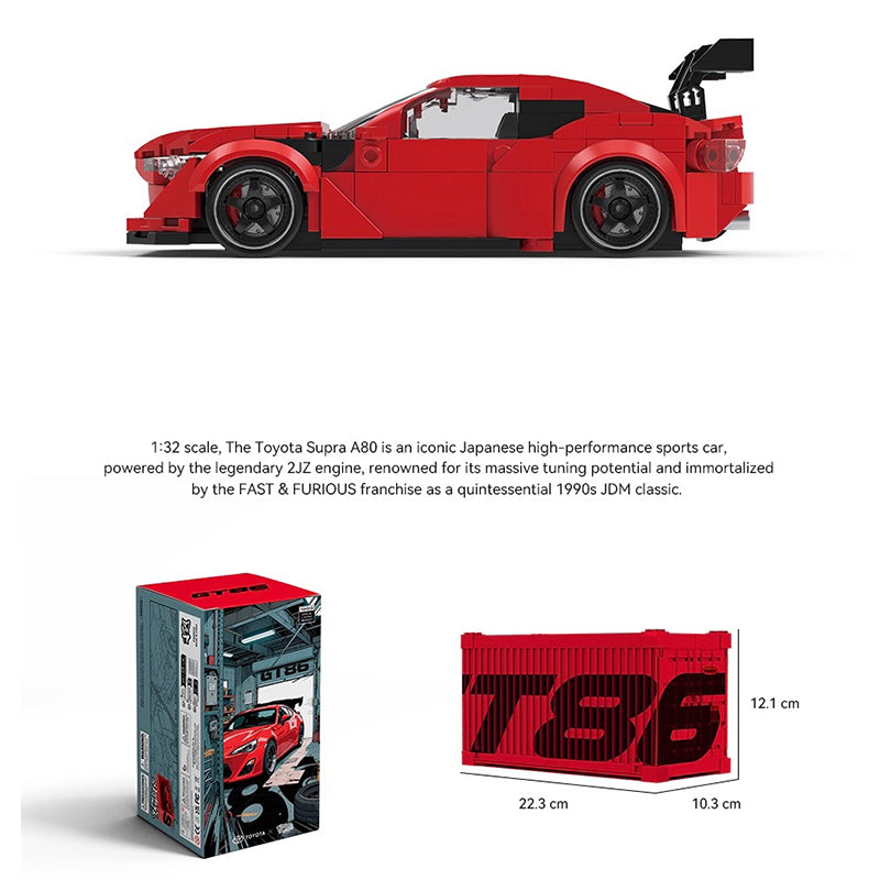 PB8832 GT86 JDM Sports Car Building Blocks, 417 Pieces 1:32 Scale Static Race Car Model, MOC Technical Building Bricks Kit, Display Collectible Toy Gift for Car Enthusiasts