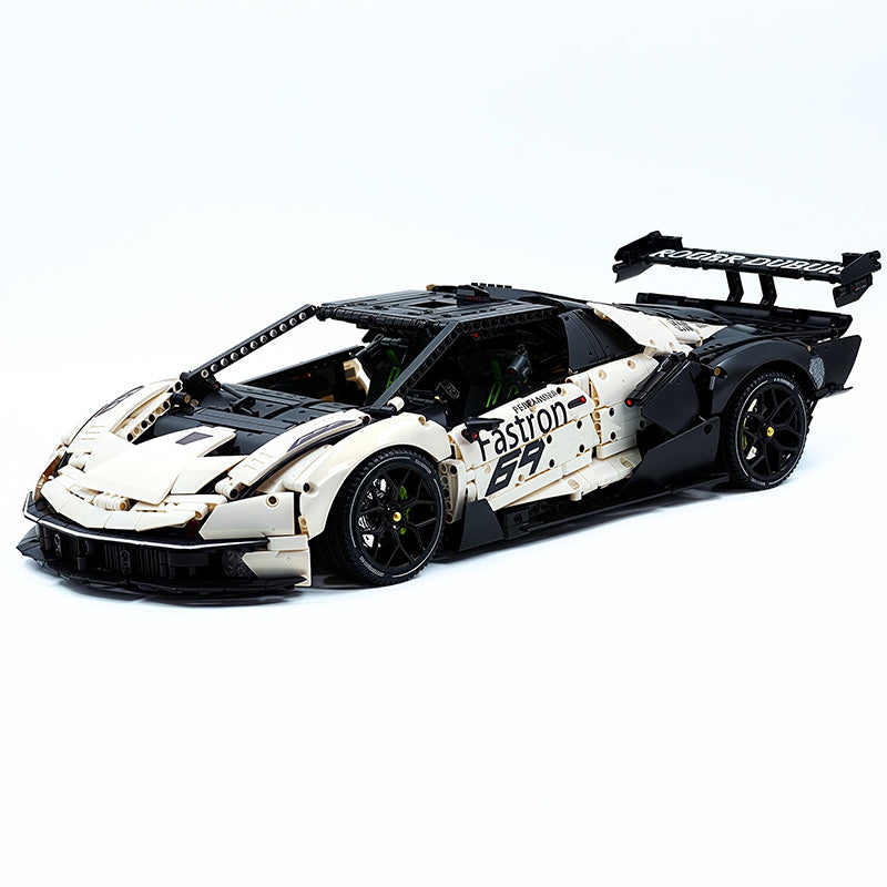 TGL-SCV12 1:8 Sports Car Lamborghini Custom White Building Block Set 4100pcs Adult Collector Collectible Model Kit