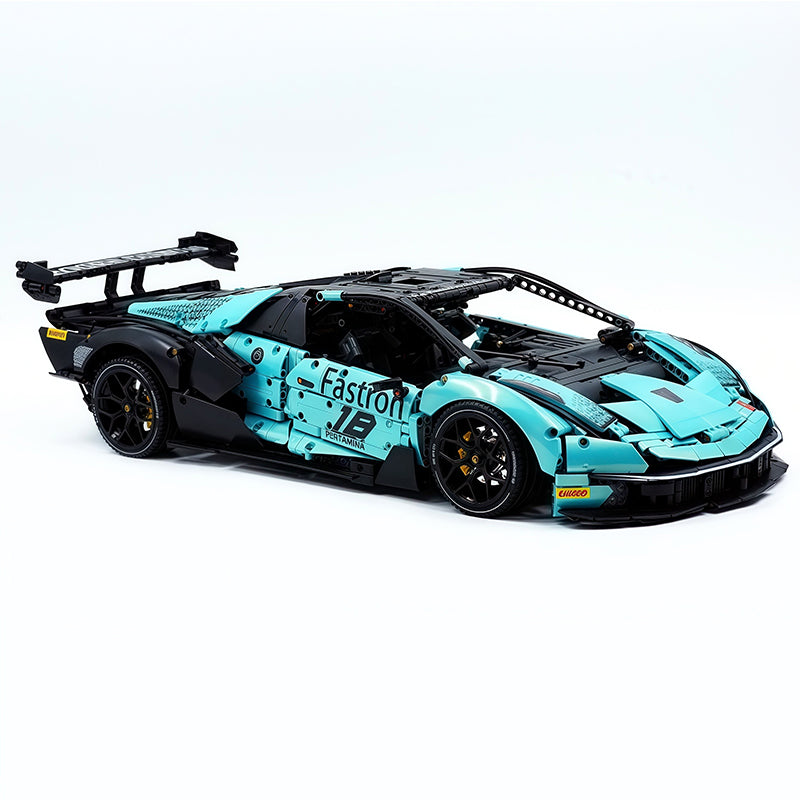 TGL-SCV12 1:8 Sports Car Lamborghini Custom Bule Building Block Set 4100pcs Adult Collector Collectible Model Kit