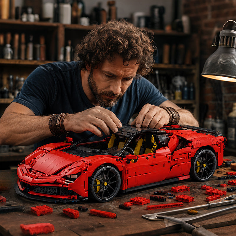 JIESTAR 66303 MOC SF90-Inspired Sports Car Model Kit  | 3797 Pieces Ultimate Sports Car Building Blocks Bricks